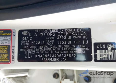 2013 Kia Rio Ex from USA, damaged, VIN KNADN5A34D6136852